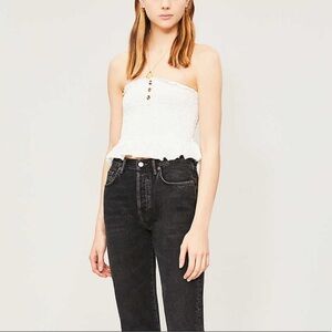 Free People Buttoned Strapless Cotton Bandeau Top
White Large